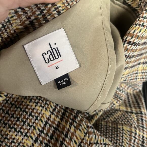 CABI Blazer Jacket size 8 Camel Brown Yellow Plaid Stretch Career Casual Pockets - Picture 11 of 11